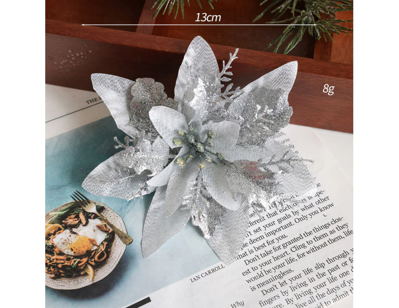 12pcs Christmas Simulation Flower Poinsettia Christmas Flower