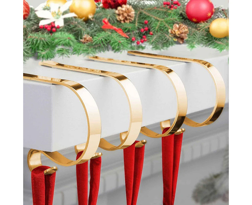 4 Pieces Christmas Stocking Holder Hooks Metal Hooks Christmas Stocking Clips Stocking Hanger Hooks