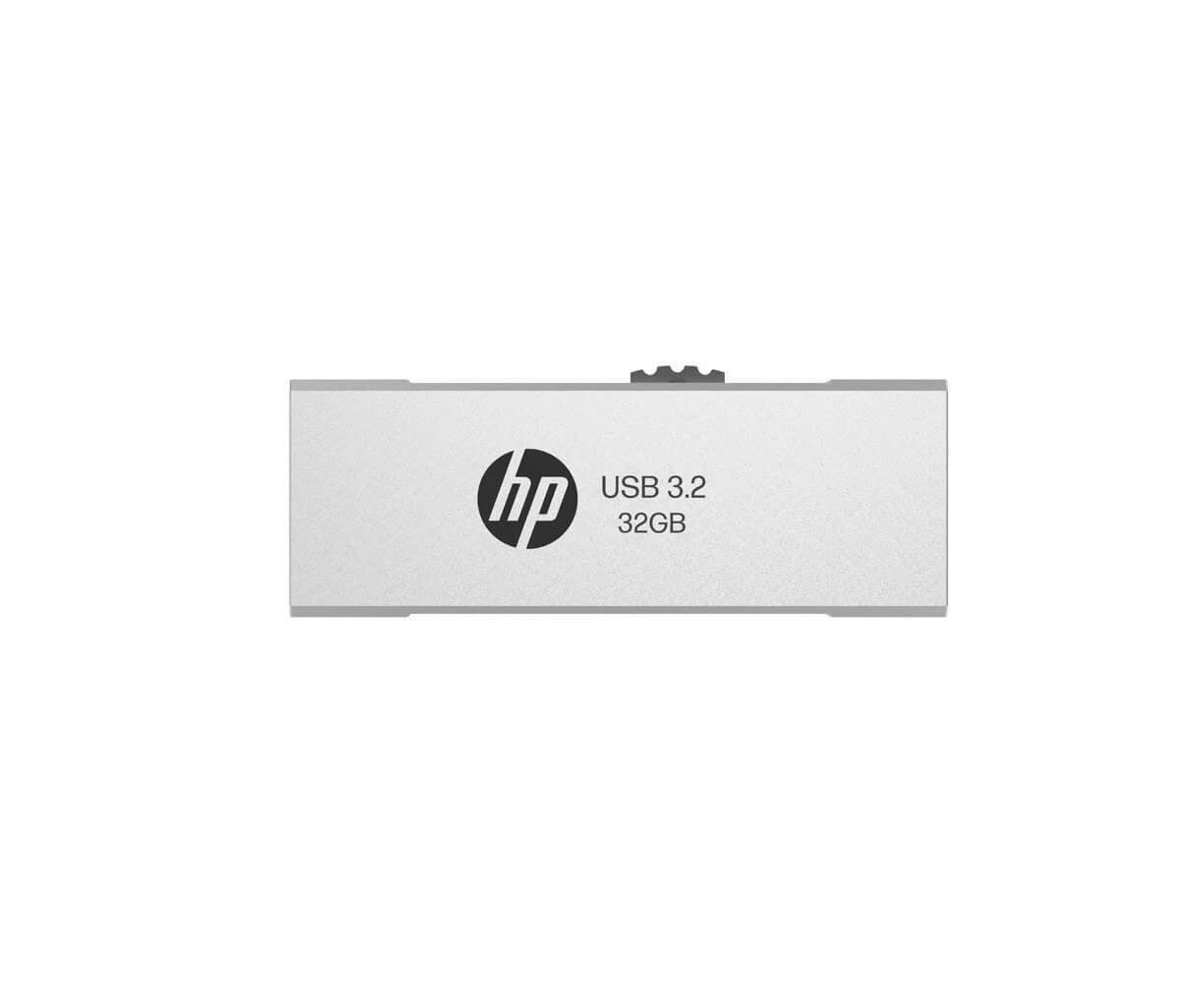 HP x818w 32GB USB 3.2 Flash Drive Silver Metal, PCBA 3.2