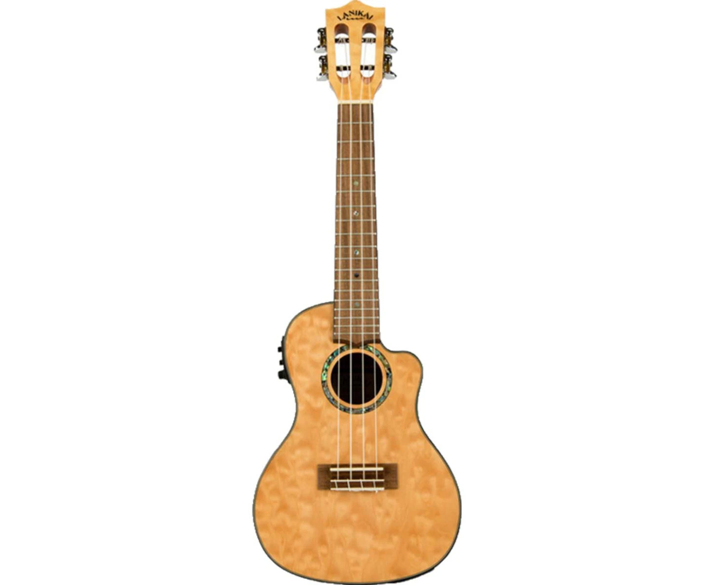 Lanikai Quilted Maple Concert Ukulele Natural Stain Gloss Uke w/ Pickup & Deluxe Gig Bag