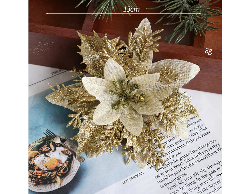 12pcs Christmas Simulation Flower Poinsettia Christmas Flower