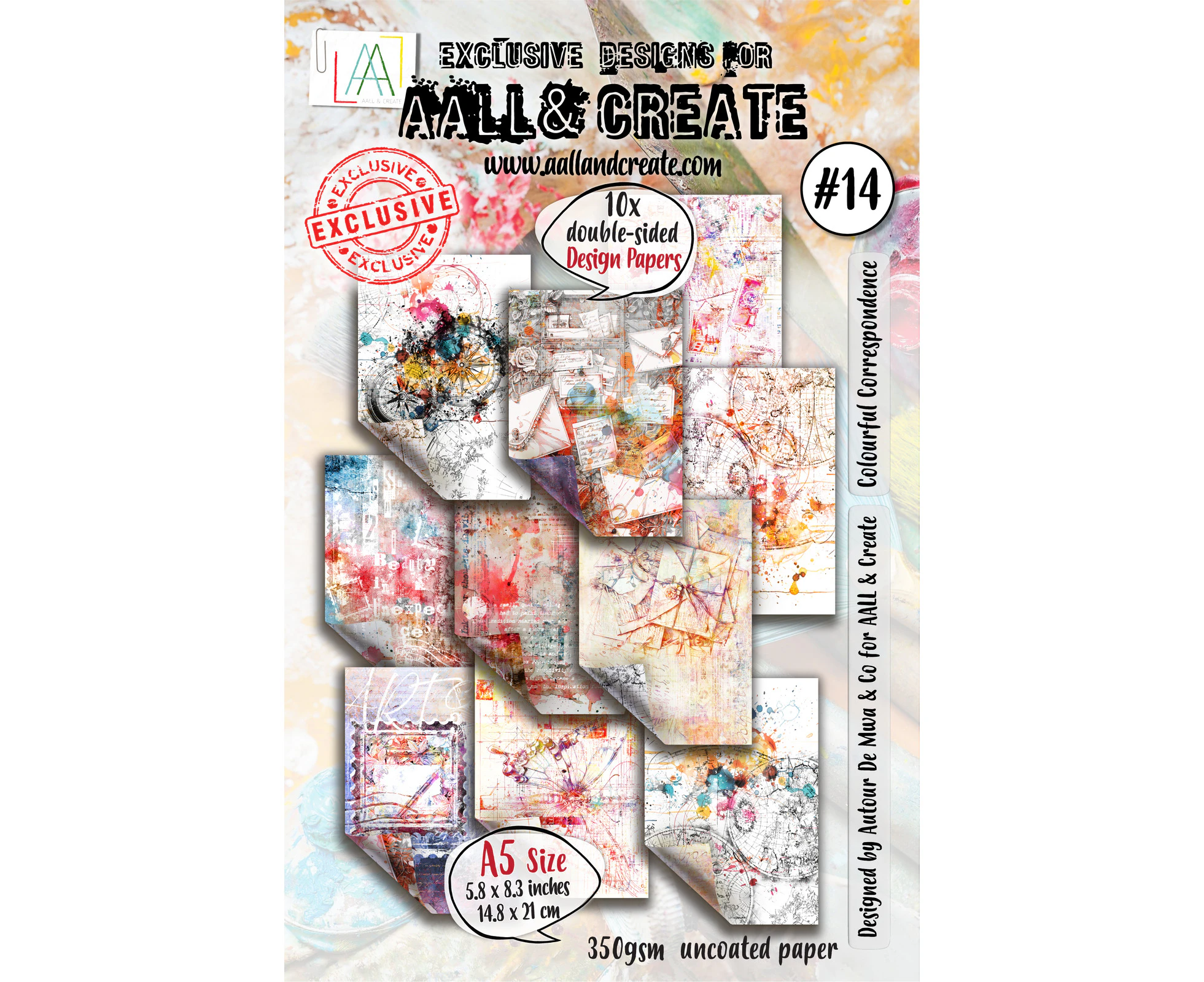 AALL & Create Colourful Correspondence A5 Paper Pack - 10 Sheets