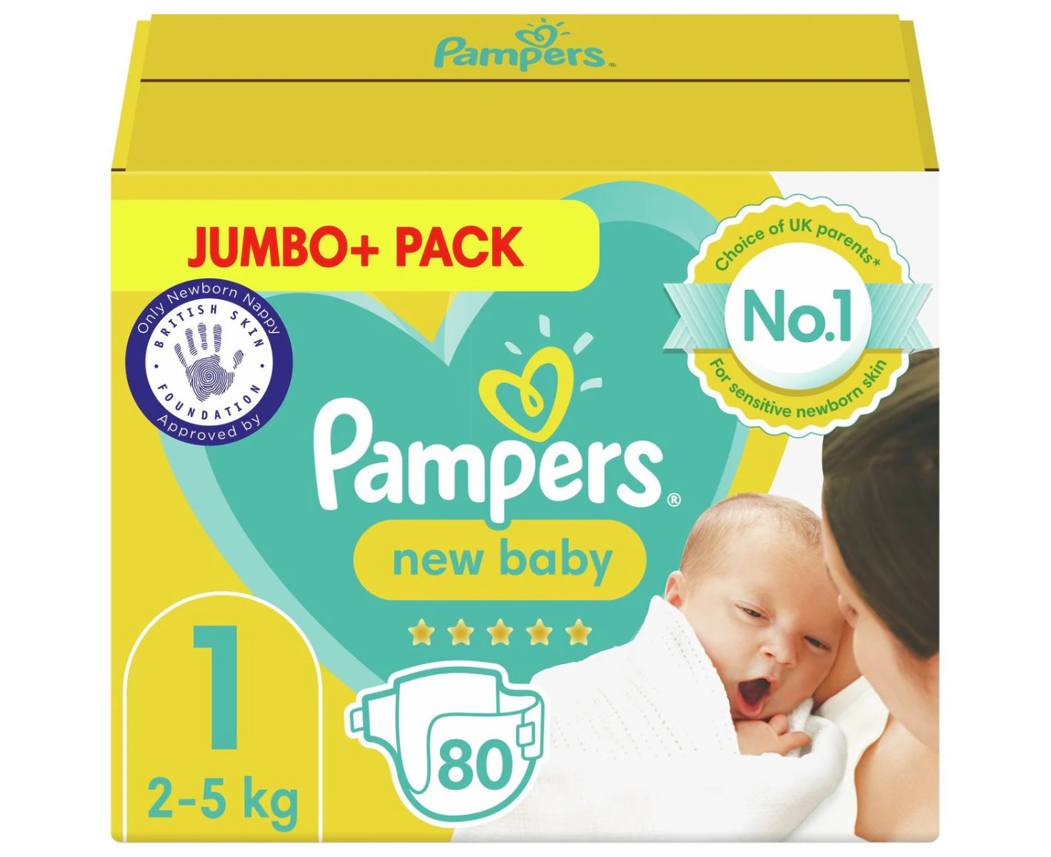 Premium New Baby Jumbo Pack 2-5kg (80 Nappies).  EOL. LIMITED STOCK.