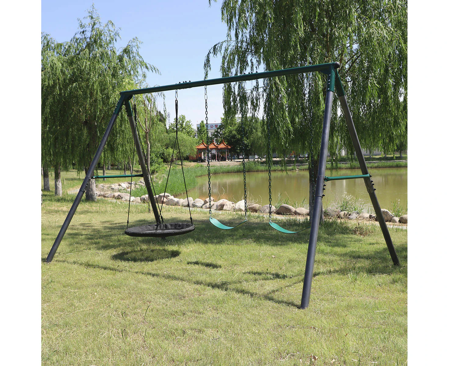 Titan Commercial Steel Triple Station Swing Set