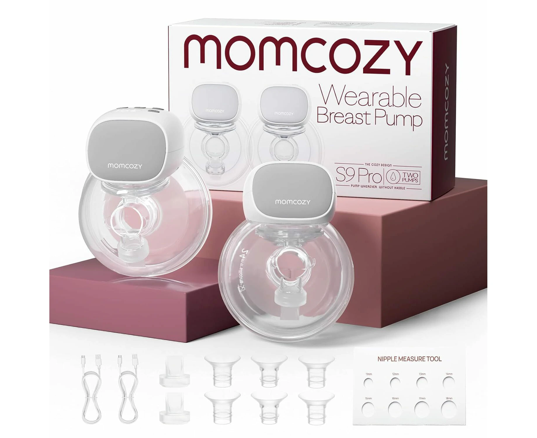 S9 Pro Breast Pump, Updated, Hands-Free, Wearable Breast Pump, LED Display, 2 Modes & 9 Levels, 25mm