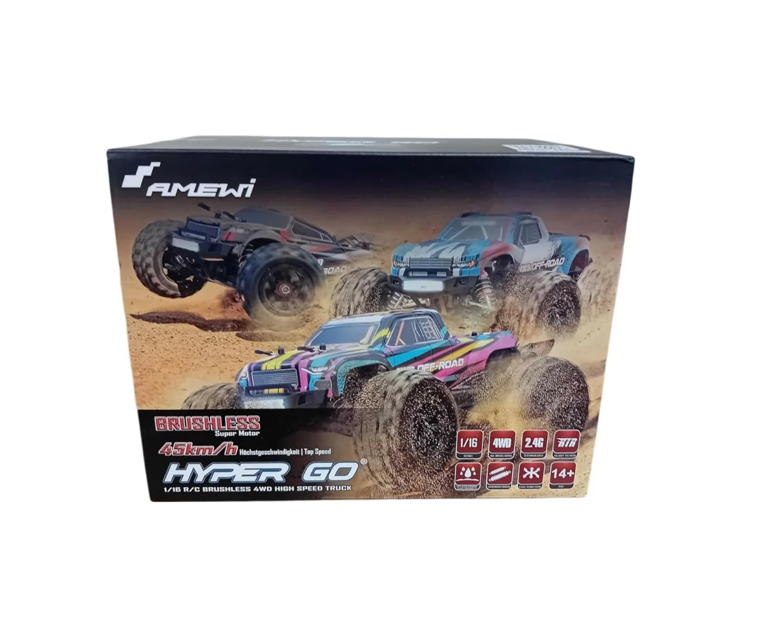 Hyper Go Monster truck Remote Controlled Monster Truck, Blue/White, 4WD 1:16 RTR - Perfect Gift for christmas