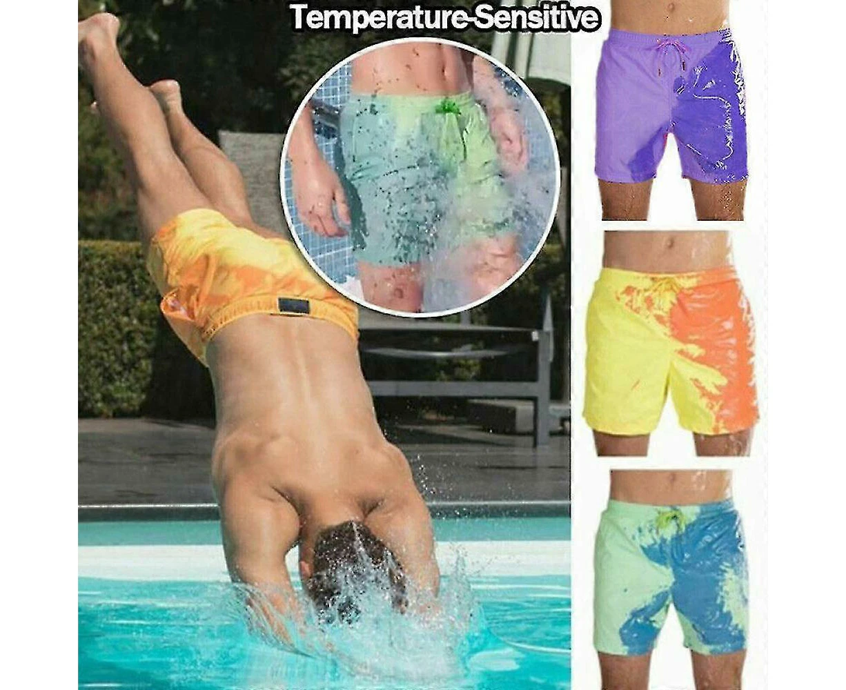 Summer Men's Swimming Change Color Beach Shorts Trunks Swimwear Beach Slim Pant-Small dots of ocean blue