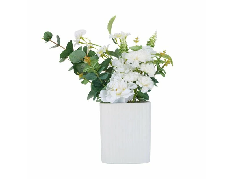 Artificial White Flowers in Vase - Anko