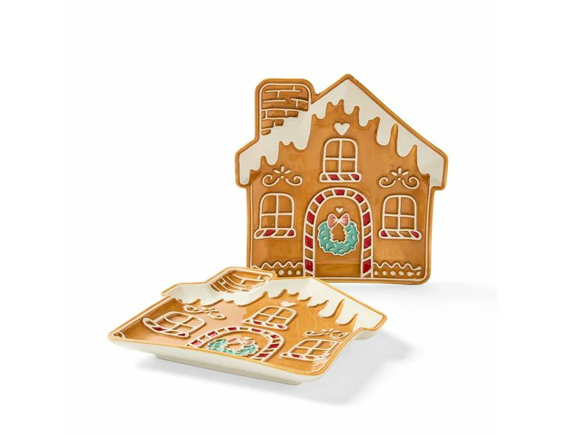 2 Pack Gingerbread House Serve Dish - Anko