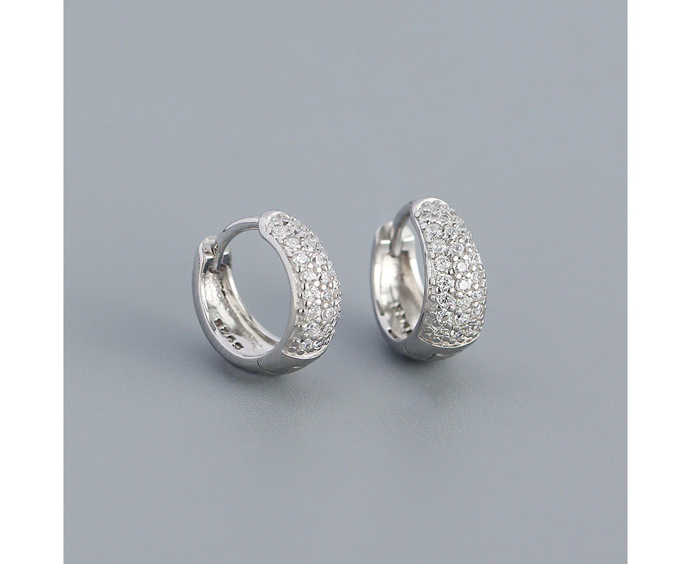 Dainty Chunky Hoop Earrings Silver White