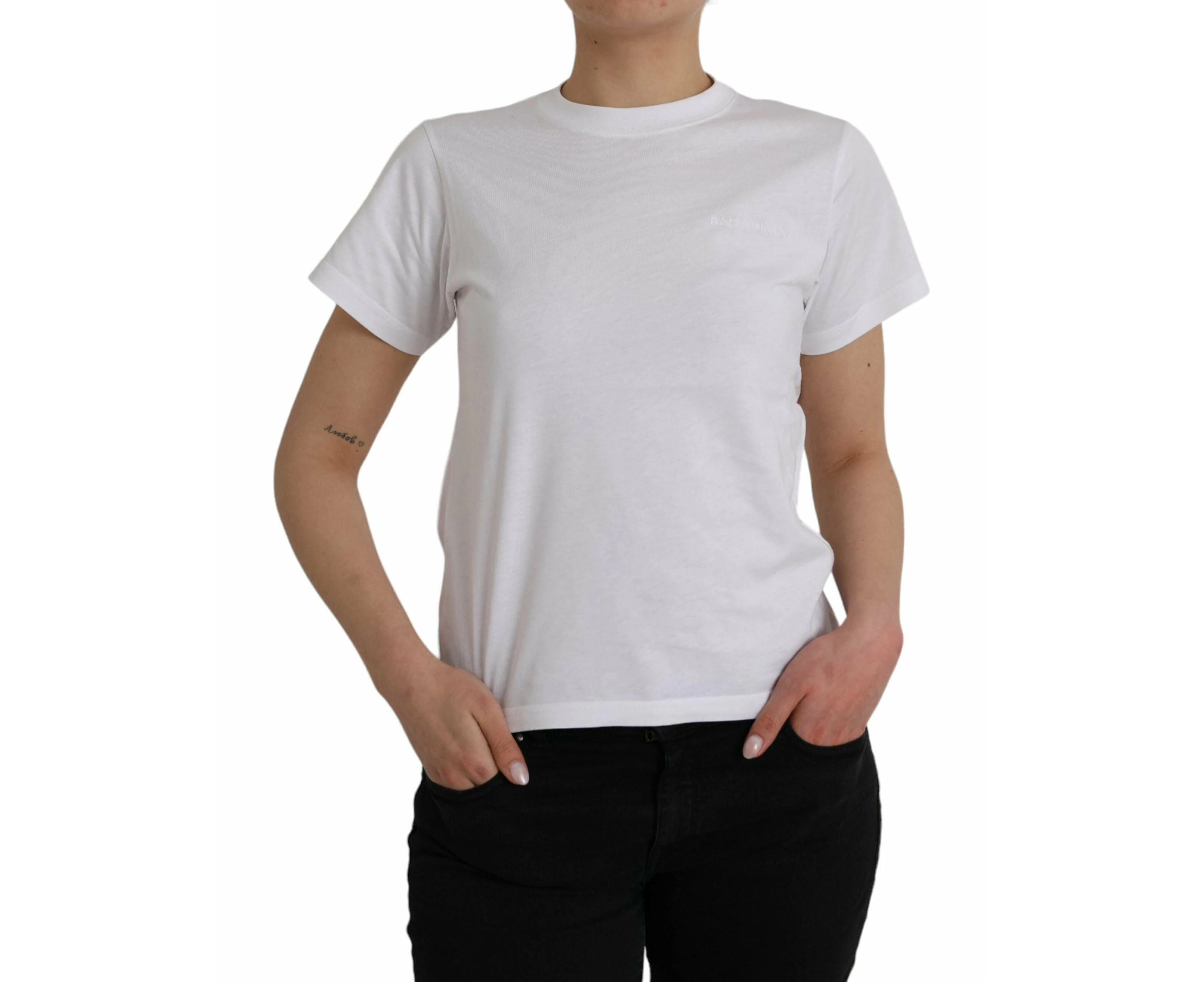 Balenciaga White Cotton Crew Neck Short Sleeves T-shirt - S