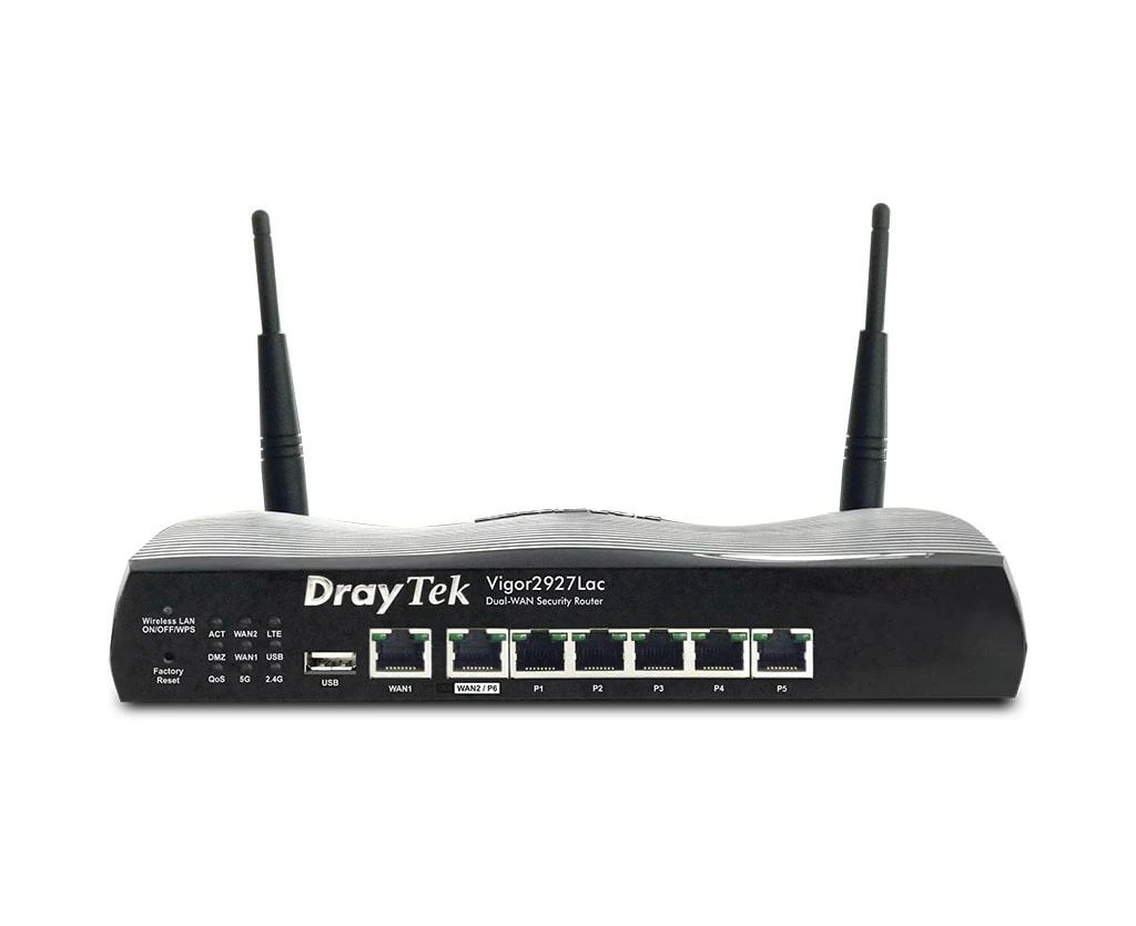 DrayTek DV2927Lac - Multi WAN Router with a Cat 6 4G LTE SIM slot and 3G/4G USB WAN port for Load Balancing and Fail-over, 802.11ac (AC1300) WiFi, 50 x ...