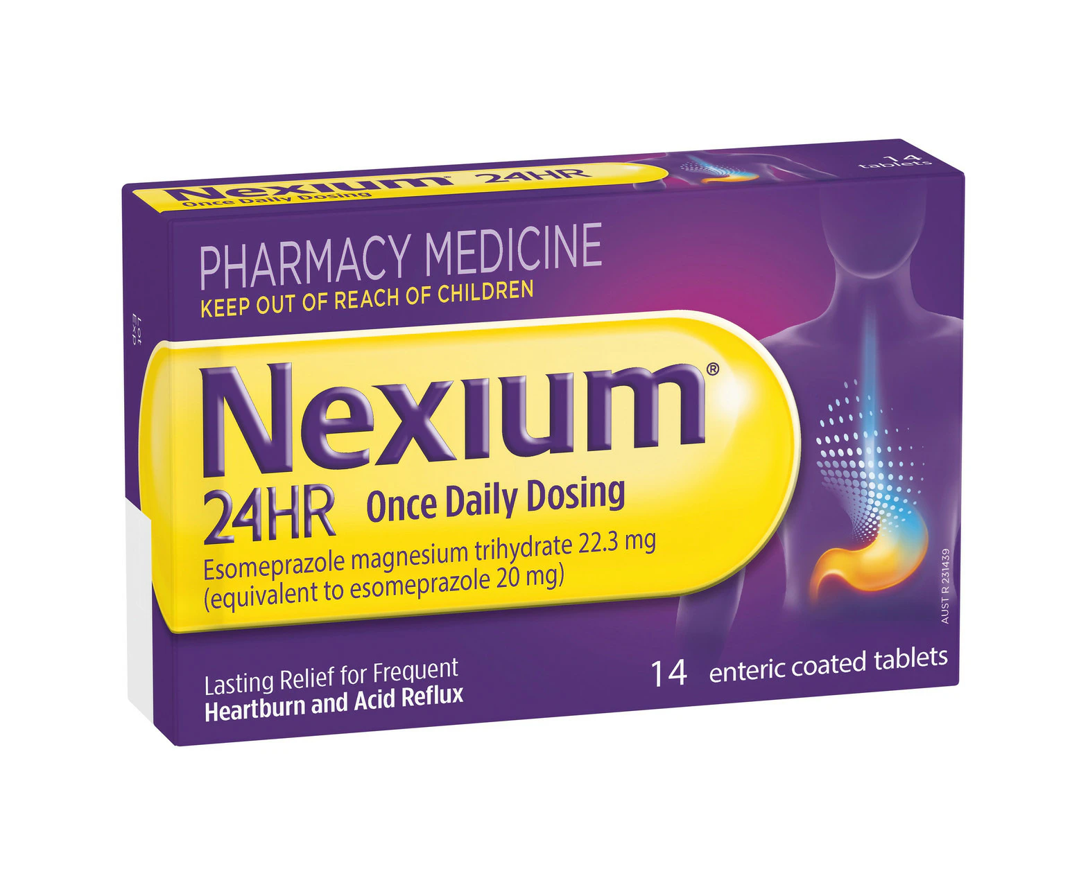 Nexium 24HR Once Daily Dosing 14 enteric coated tablets