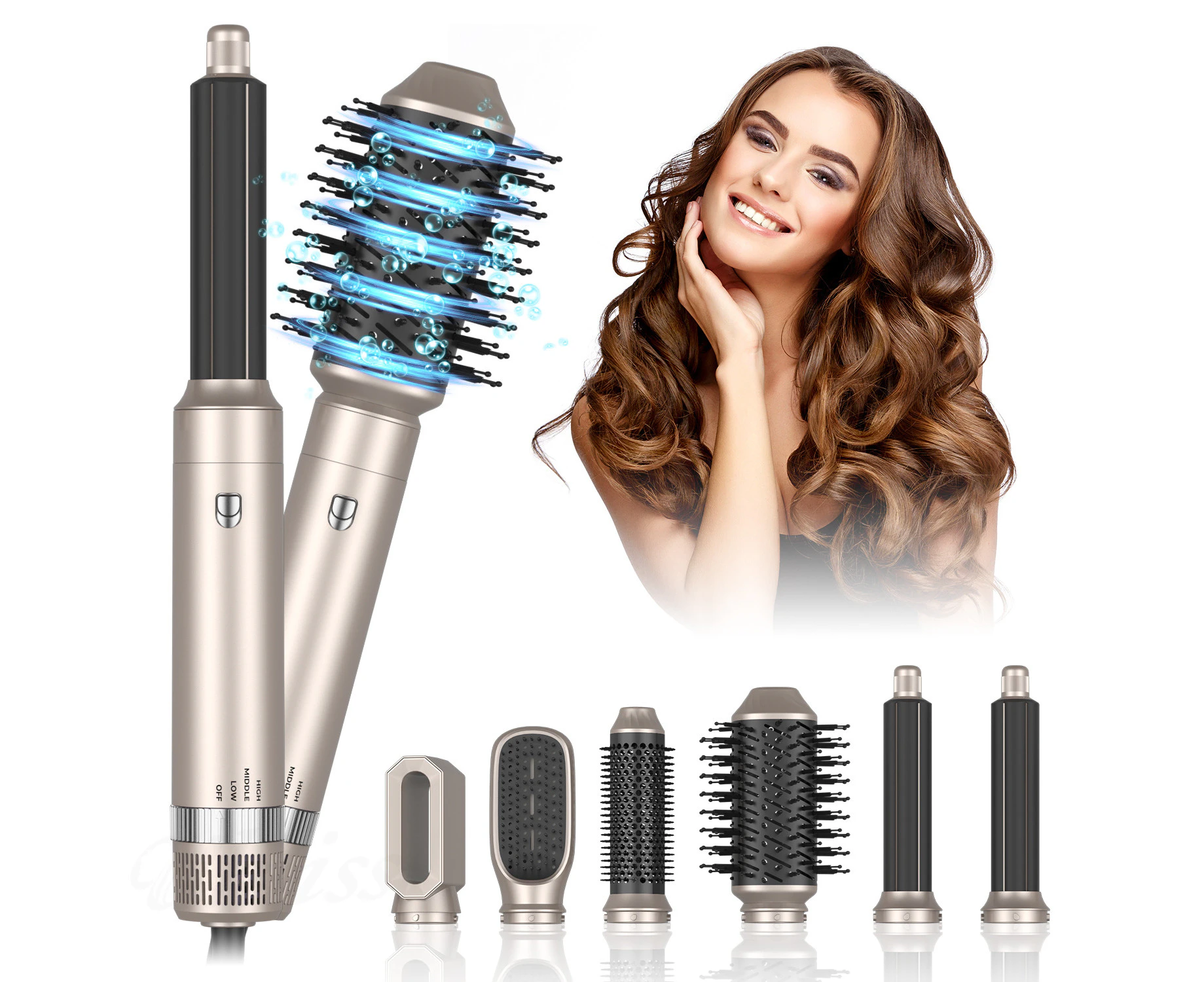 6 In 1 Hair Dryer Brush, Hot Air Brush, Hair Styler, Negative Ion Hair Straightener For All Hair Types