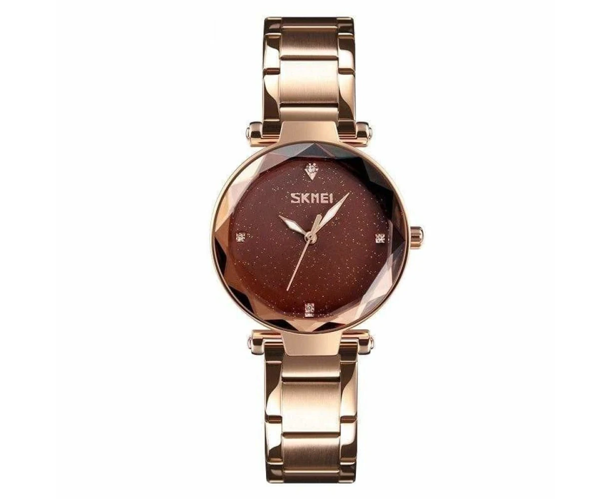 Starry Sky Dial Stainless Steel Band Elegant Analog Wristwatches For Women