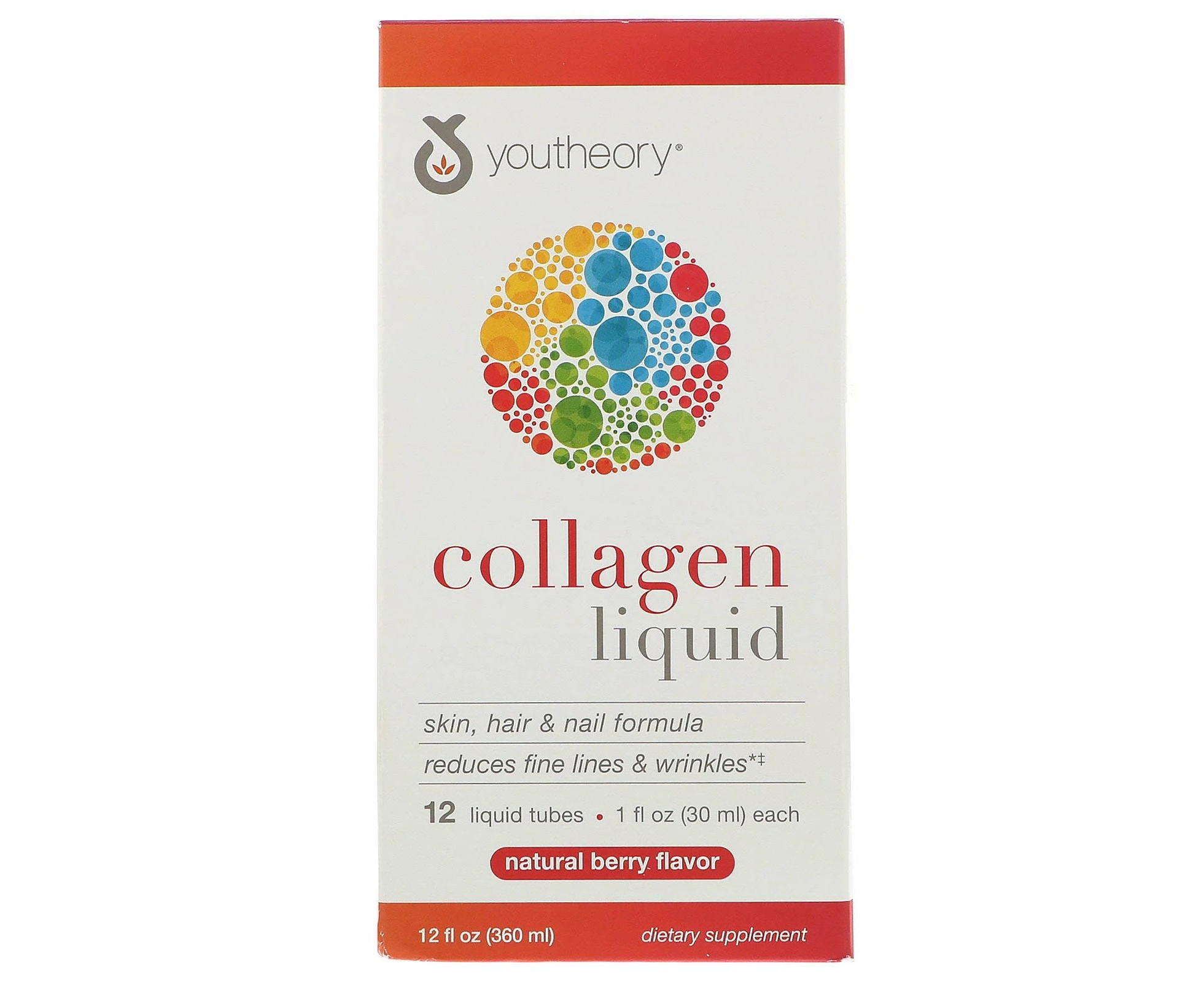 Youtheory, Liquid Collagen, Natural Berry, 12 Liquid Tubes, 1 fl oz (30 ml) Each