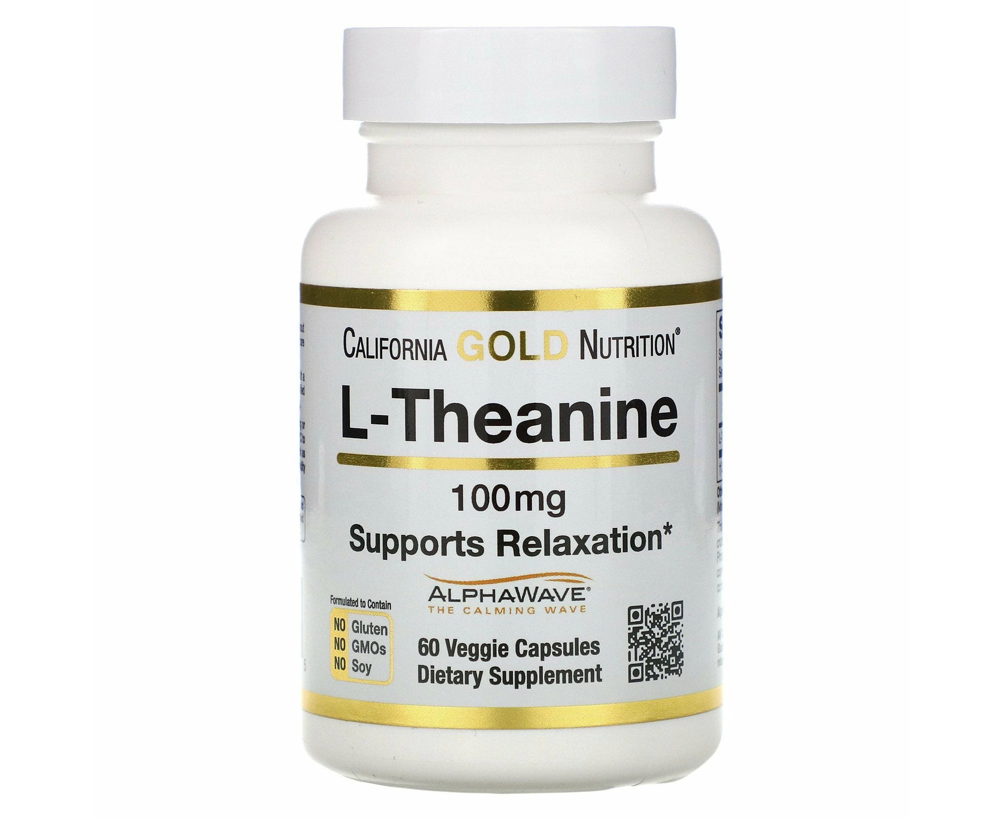 California Gold Nutrition, L-Theanine, AlphaWave, Supports Relaxation, Calm Focus, 100 mg, 60 Veggie Capsules