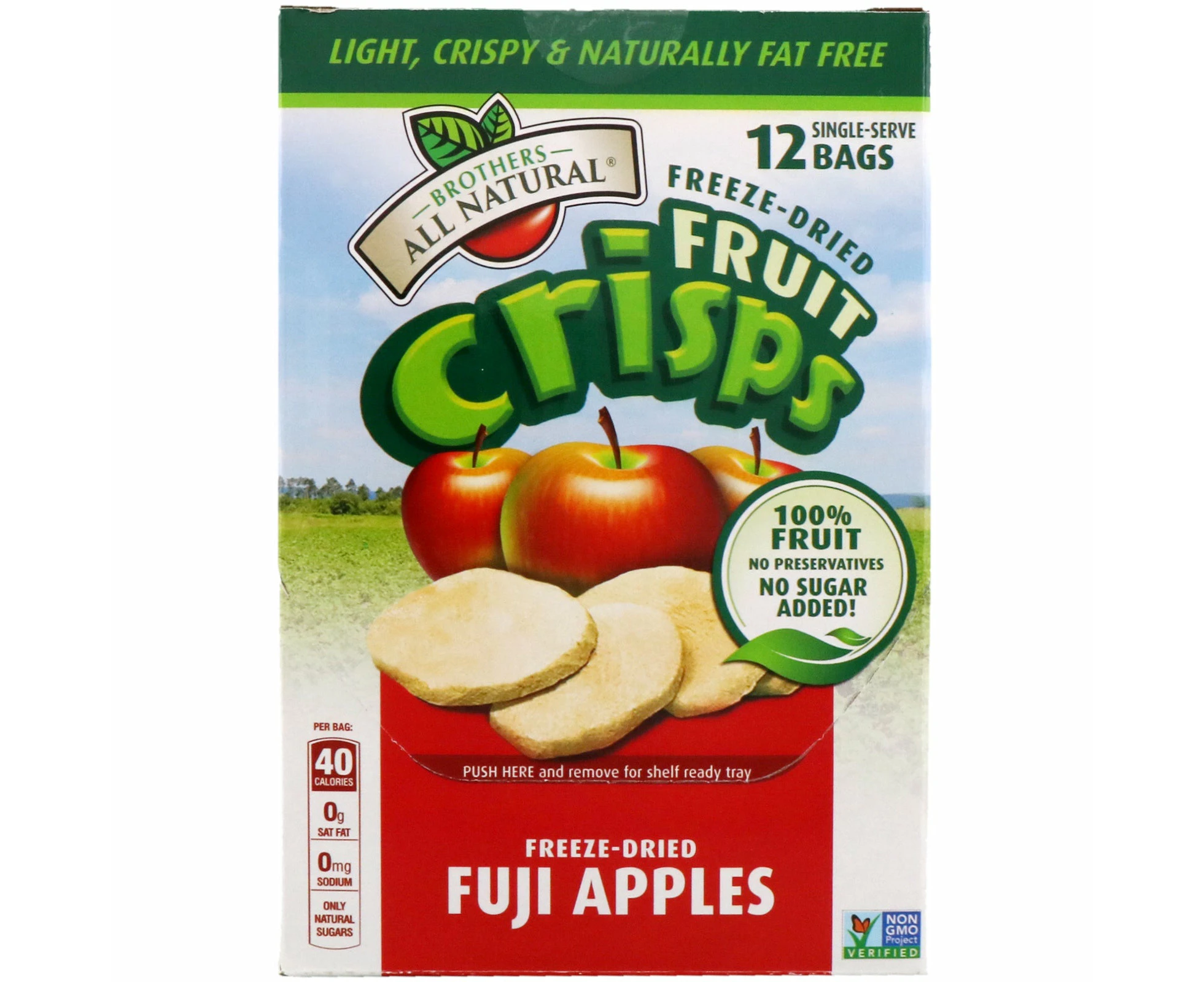 Brothers-All-Natural, Freeze-Dried - Fruit Crisps, Fuji Apples, 12 Single-Serve Bags, 4.23 oz (120 g)