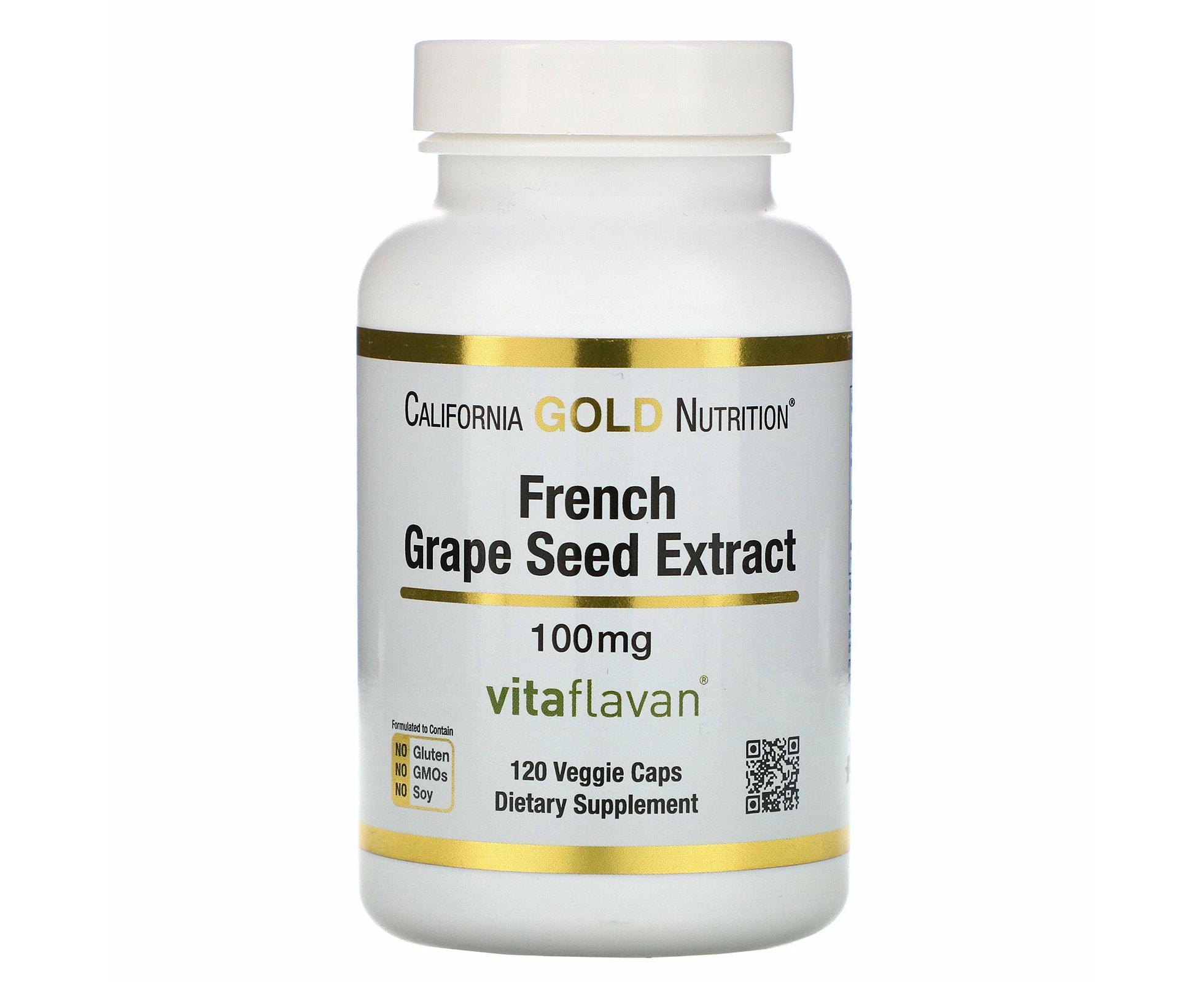 California Gold Nutrition, French Grape Seed Extract, VitaFlavan, Antioxidant Polyphenol, 100 mg, 120 Veggie Caps