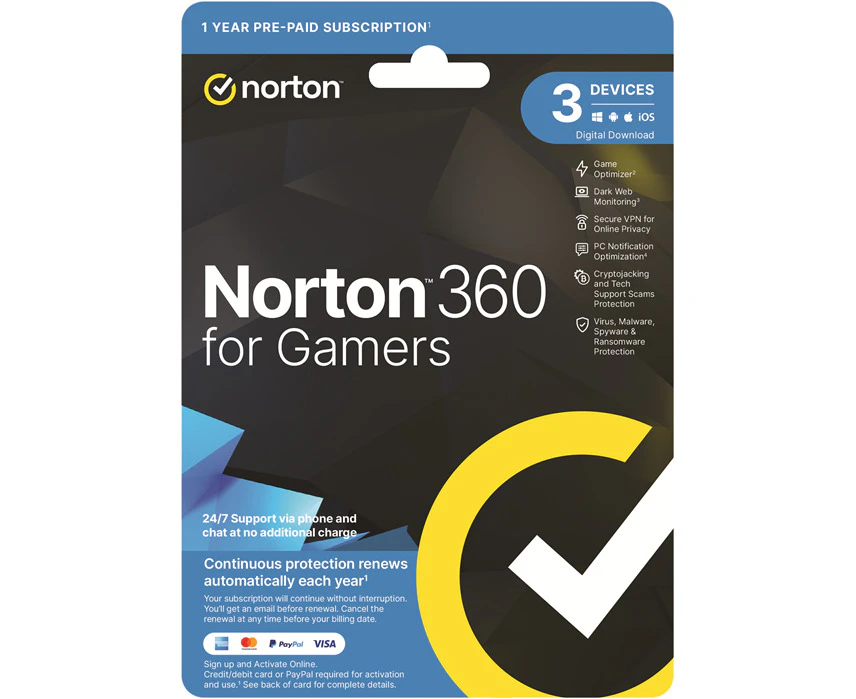 Norton 360 For Gamers 50GB AU 1 User 3 Devices OEM  ESD Keys via Email