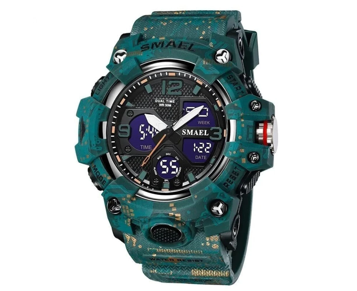 Men Sport Military Watch Camouflage Style 50M Waterproof Stopwatch 8008 Quartz Wrist