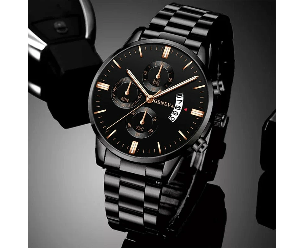 Fashion Mens Watches Luxury Stainless Steel Quartz Wrist Watch Men Business Calendar Watch