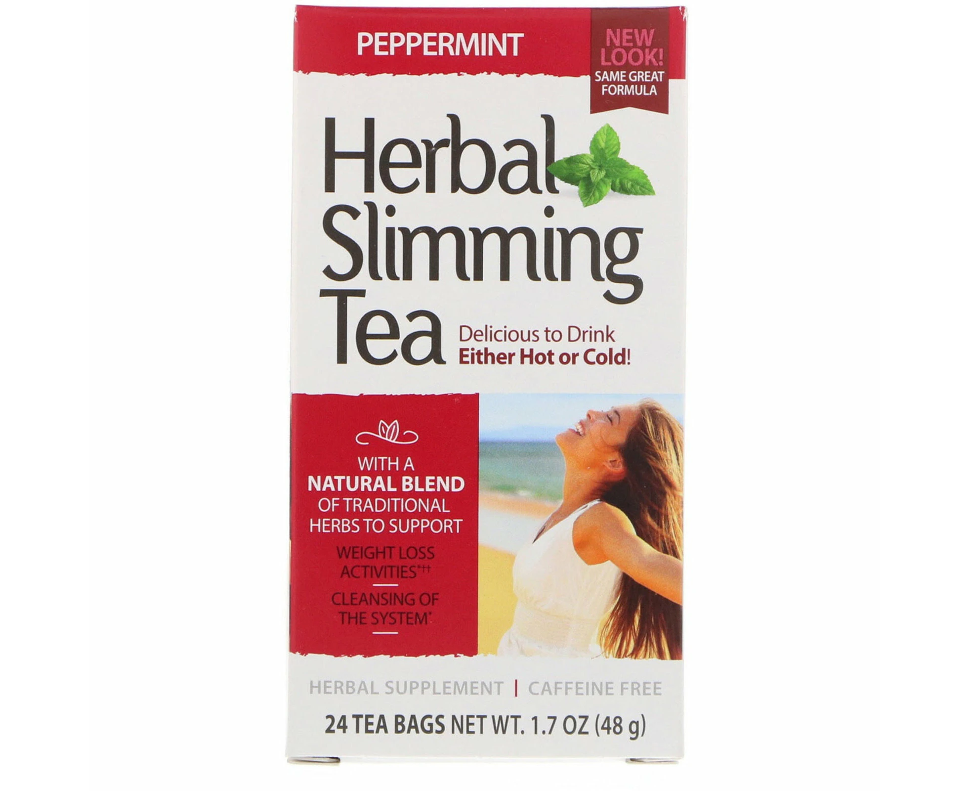 21st Century, Herbal Slimming Tea, Peppermint, Caffeine Free, 24 Tea Bags, 1.7 oz (48 g)