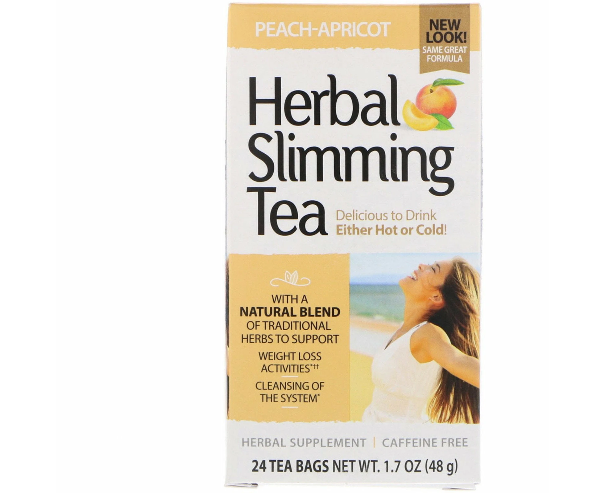 21st Century, Herbal Slimming Tea, Peach-Apricot, Caffeine Free, 24 Tea Bags, 1.6 oz (45 g)