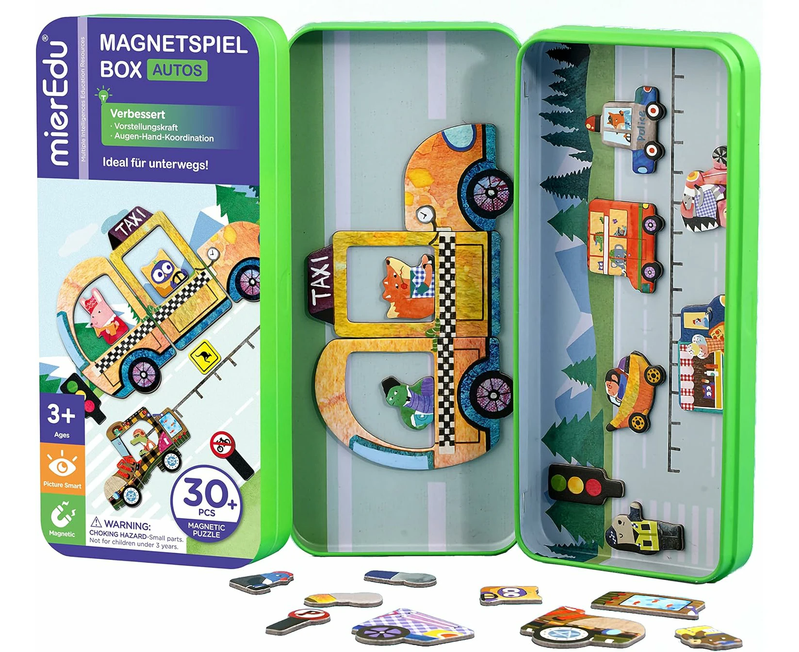 MierEdu Magnetic Travel Puzzle for Kids - Creative Car-Themed Puzzle with 30+ Magnets, Ages 3 and Up