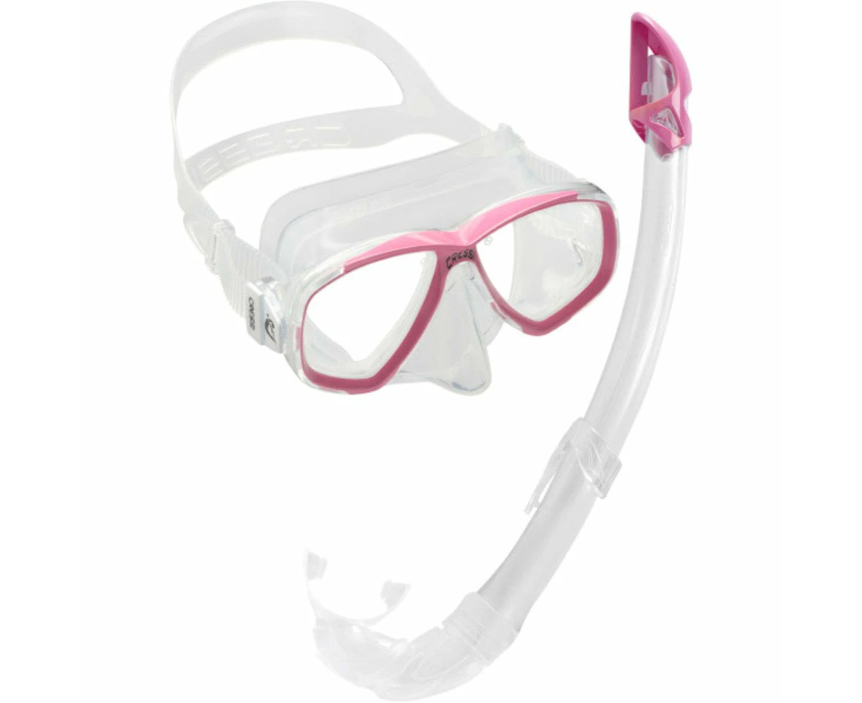 Cressi Perla Dive Mask & Mexico Snorkel Set - Clear/Pink