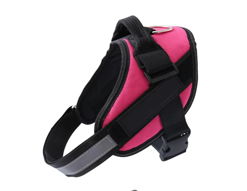 No-Pull Reflective Adjustable Dog Harness Dog Vest with Handle for Outdoor Walking-S-Rose red