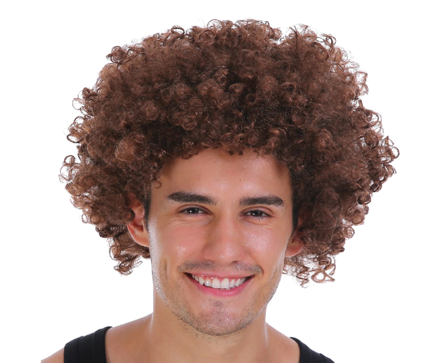 Deluxe Afro Wig Curly Hair Headwear Costume - Brown