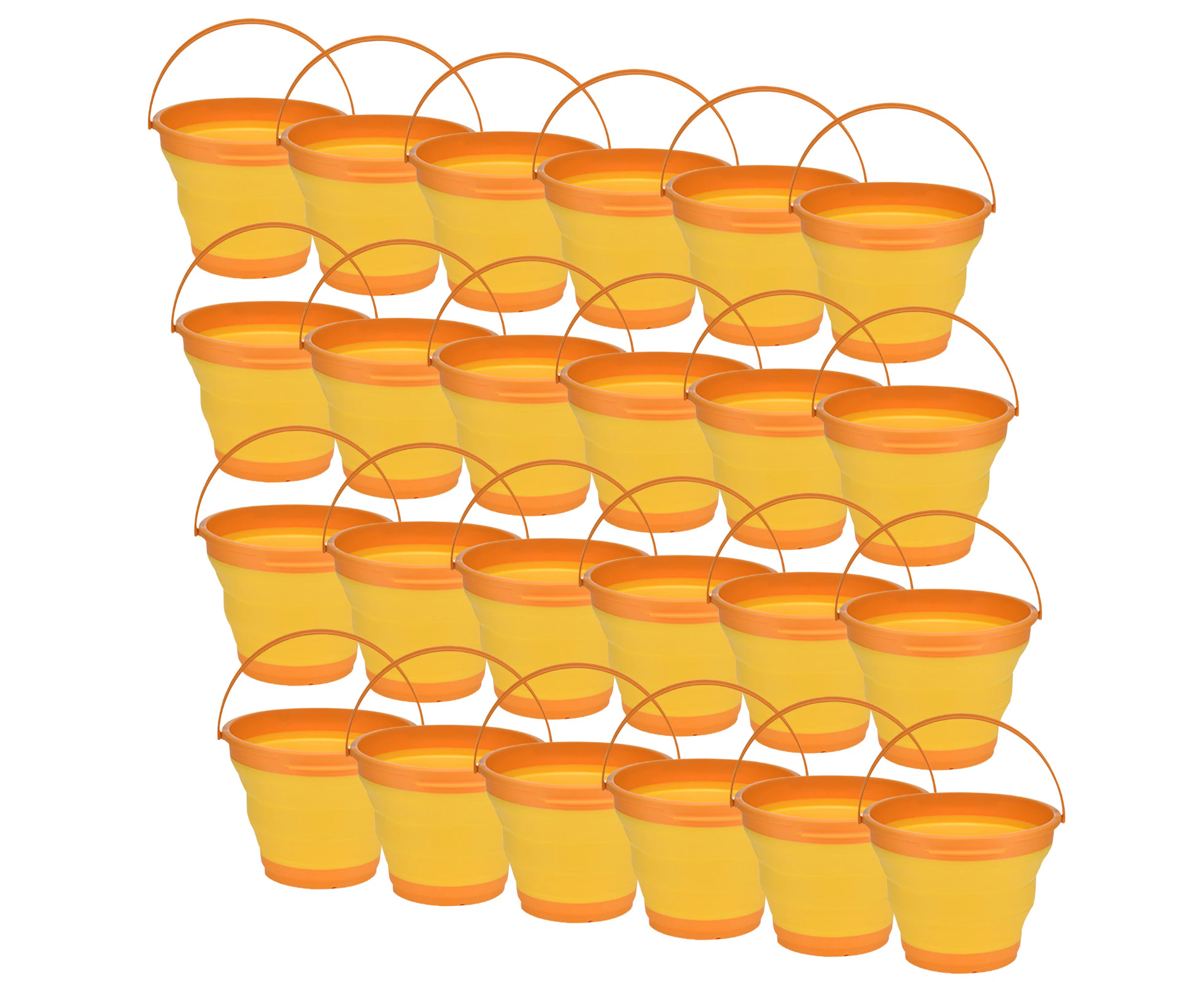 24x 7L Foldable Collapsible Silicone Bucket for Hiking/Camp/Fishing Bulk -Orange