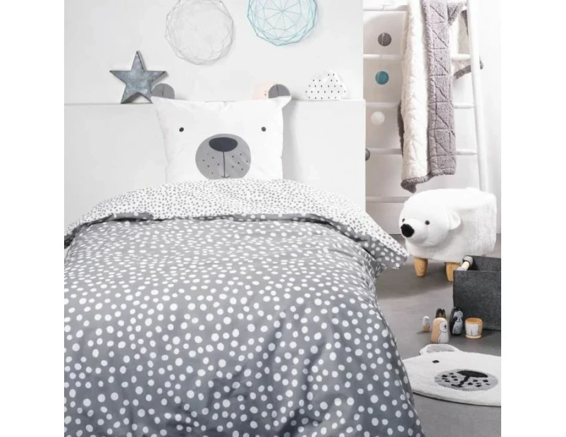 TODAY FUNNY2.6 Bedding Set Duvet Cover 140 x 200 cm + 2 Pillowcases 63 x 63 cm - 1 Person, Grey