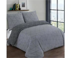 Vision - Hugo Reversible Bedding Anthracite - Duvet Cover Set 260 x 240 cm with 2 Pillowcases for King Double Bed - 100% Cotton