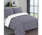 Vision - Reversible Bedding Set Hugo Grey - Duvet Cover Set 140 x 200 cm with 1 Pillowcase for Single Bed - 100% Cotton