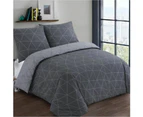 Vision Hugo Duvet Cover and 2 Matching Pillowcases, Cotton, Charcoal, 200 x 200 cm