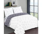 Vision - Reversible Bedding Set Hugo Grey - Duvet Cover Set 140 x 200 cm with 1 Pillowcase for Single Bed - 100% Cotton