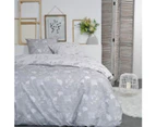 TODAY Crazy Double Duvet Cover Set with Floral Motif - Grey/White - 220 x 240 cm