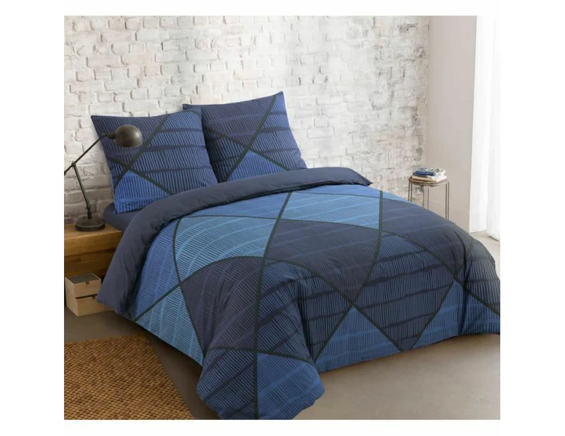 Vision - Harold Blue Duvet Cover Set - Duvet Cover 200 x 200 cm with 2 Matching Pillowcases 65 x 65 cm - 100% Cotton