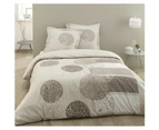 Vision Adèle Duvet Cover and 2 Matching Pillowcases, Cotton, Beige, Cotton, Beige, Taupe et Marron, 240_x_220_cm