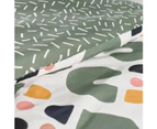 TODAY Sunshine Double Duvet Cover in Cotton Graphic Print – Green and White – 220 x 240 cm