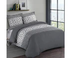 Vision Arthur Duvet Cover Set 200 x 200 cm 100% Cotton, Grey/Anthracite