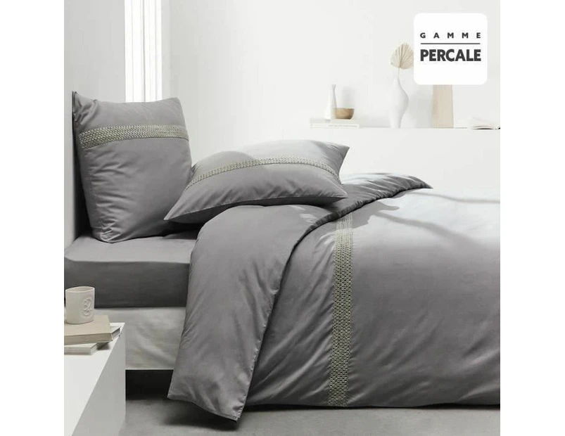 TODAY Prestige Double Bed Linen 240 x 260 cm 100% Percale Macrame Finish Steel