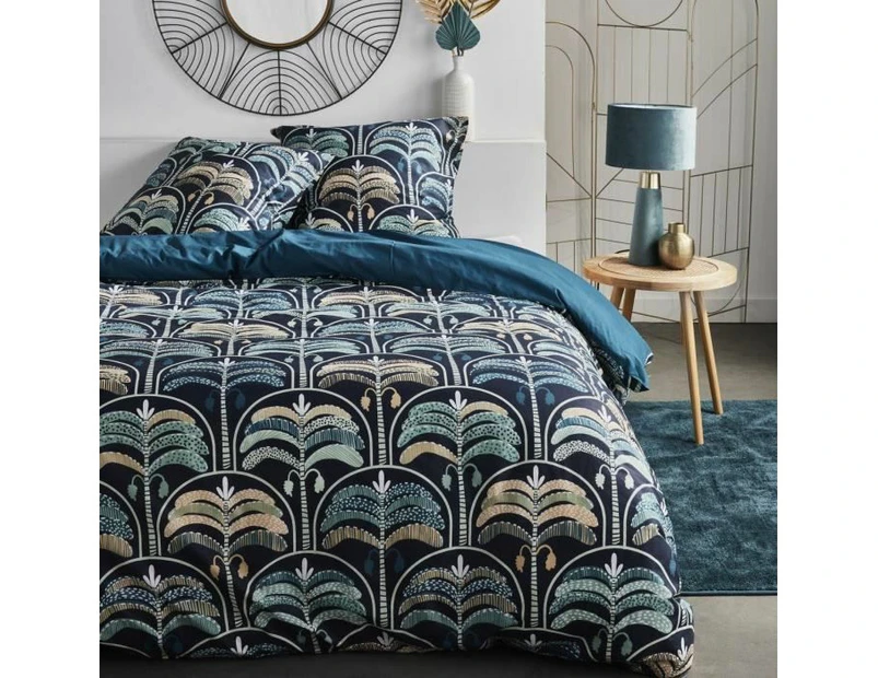 TODAY Duvet Cover Set, Cotton, Blue, Jumeau