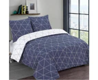 Vision Hugo Navy Duvet Cover and 2 Matching Pillowcases, Cotton, 240 x 220 cm