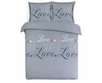 Vision - Love Grey Bedding Set - Duvet Cover Set 260 x 240 cm with 2 Pillowcases for King Size Bed - 100% Cotton