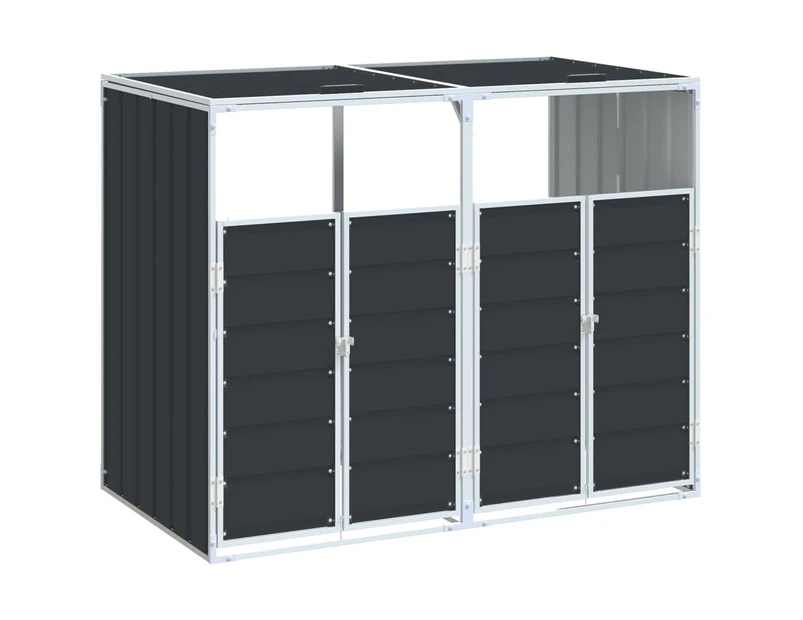 vidaXL Wheelie Bin Storage for Double Bins Anthracite 144x81x113 cm Steel