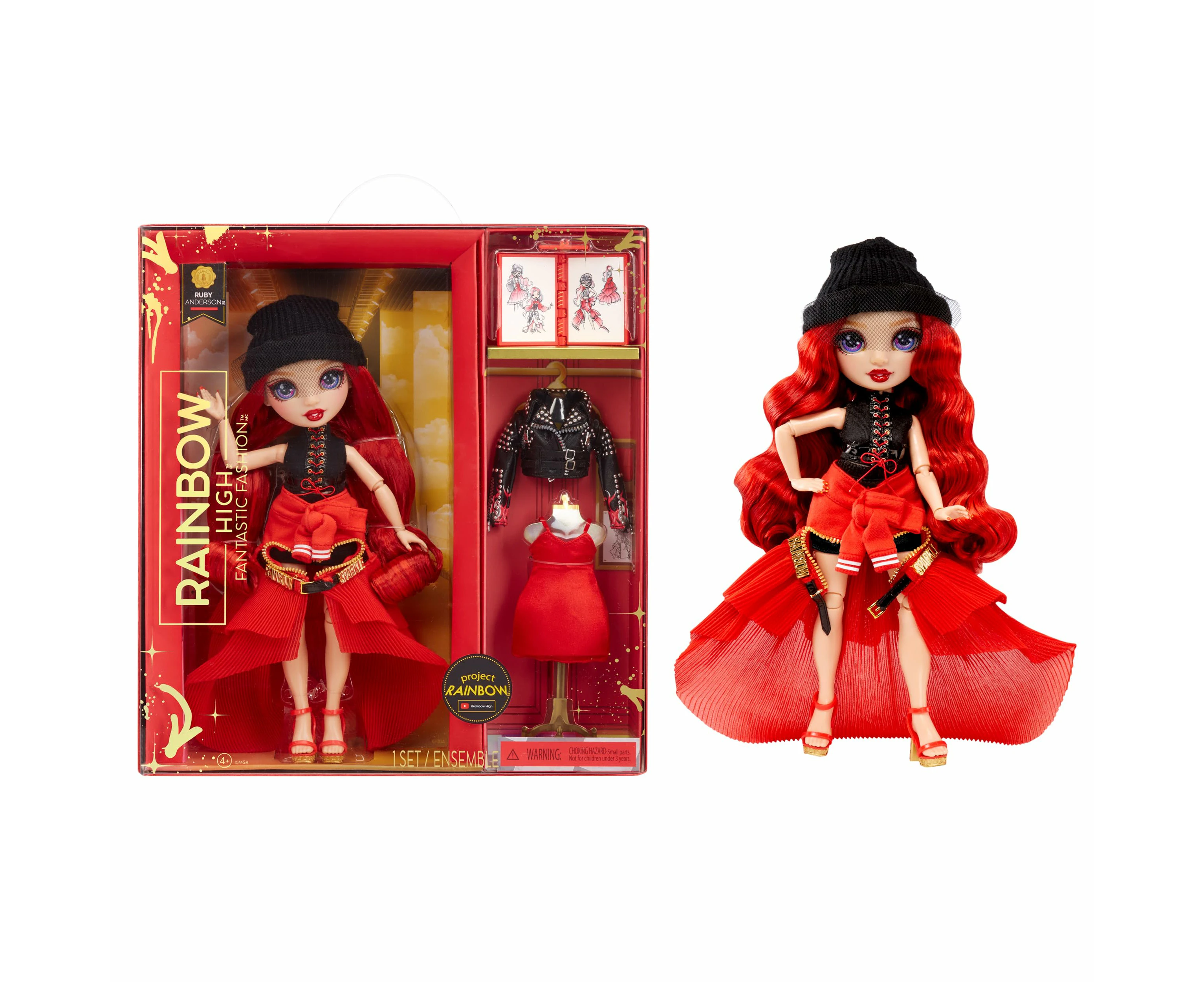 Rainbow High Fantastic Fashion Doll - RUBY ANDERSON - Red 11” Fashion Doll and Playset with 2 Outfits & Fashion Play Accessories - Great for Kids 4-12 Year