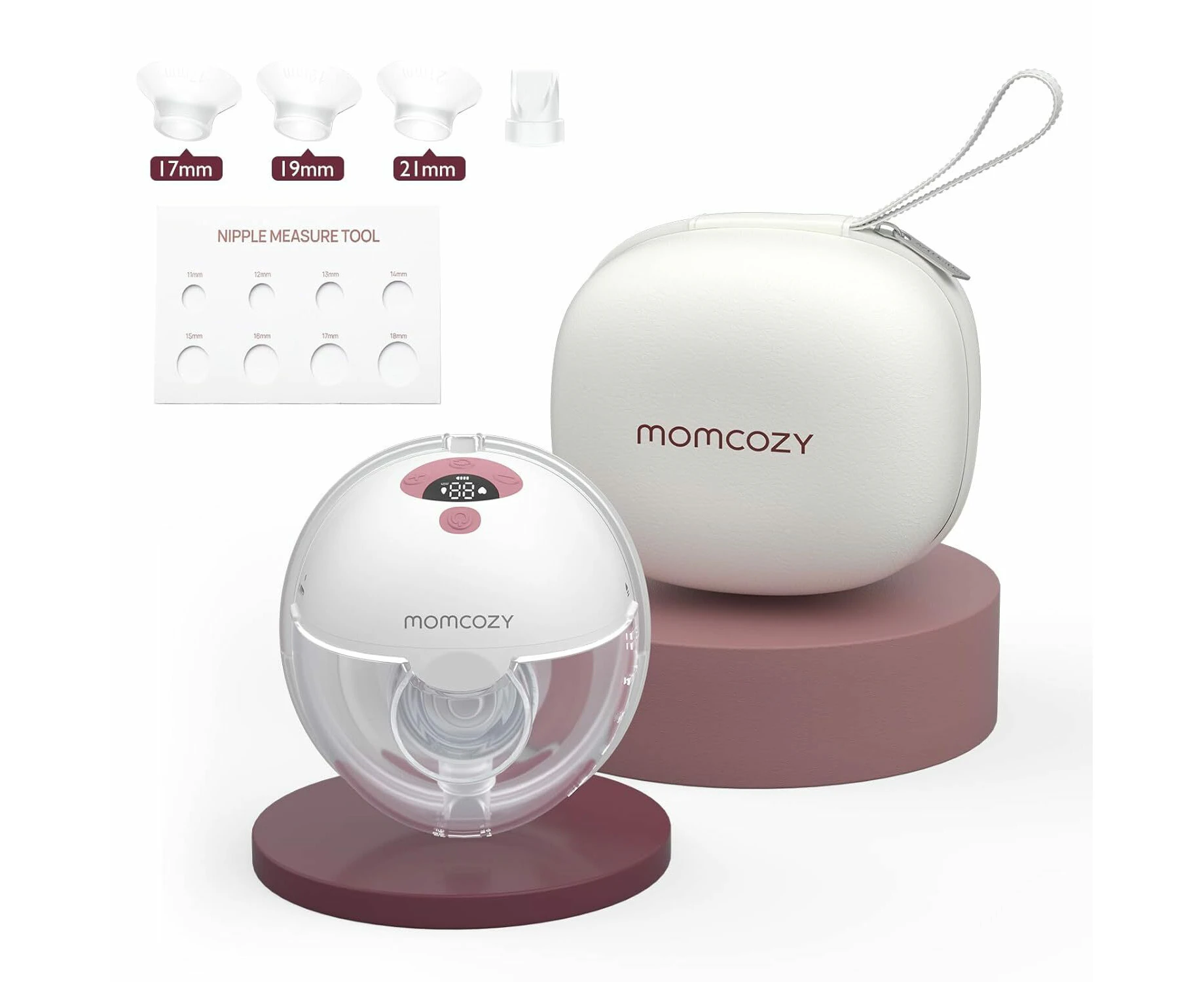 M5 All-in-one Breast Pump, Portable Hands-Free Wearable Breast Pump with 3 Modes & 9 Levels,24mm, 1 Pack, Red Red